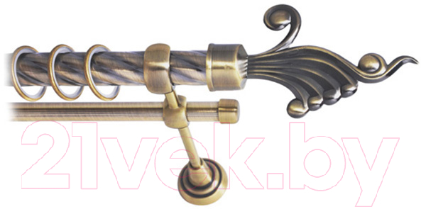 Карниз для штор Lm Decor Кения 023 2р витой 25/16мм (антик, 1.8м)