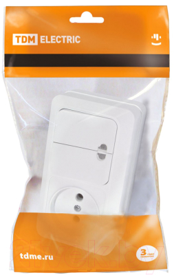 Изображение товара Блок выключатель+розетка TDM Ладога SQ1801-0108