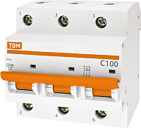 Выключатель автоматический TDM ВА 47-100 3Р 100А (D) 10кА / SQ0207-0033 - 