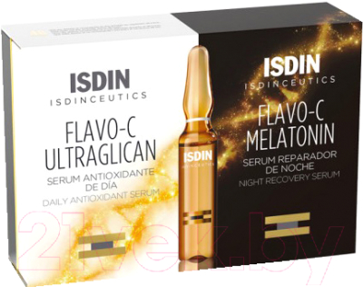 Набор косметики для лица Isdin Сыворотка Flavo-C Ultraglican + сыворотка Flavo-C Melatonin (10x2мл+10x2мл)