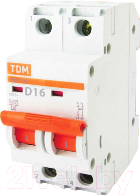 Выключатель автоматический TDM ВА 47-29 2Р 16А (D) 4.5кА / SQ0206-0157