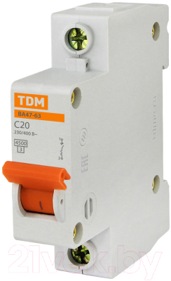 Выключатель автоматический TDM ВА 47-63 1Р 10А (C) 4.5кА / SQ0218-0002