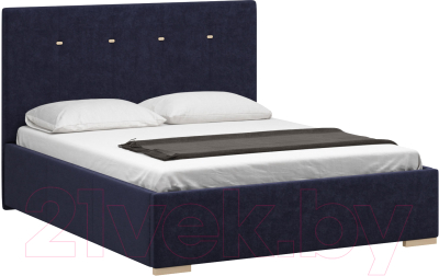 Двуспальная кровать Woodcraft Валенсия 160 вариант 7 (темно-синий вельвет)