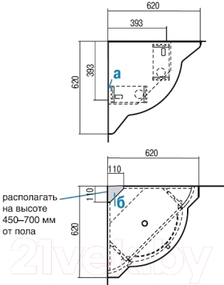 Шкаф с зеркалом для ванной Акватон Альтаир 62 (1A042702AR010)