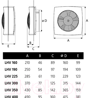 Вентилятор накладной Cata LHV 350