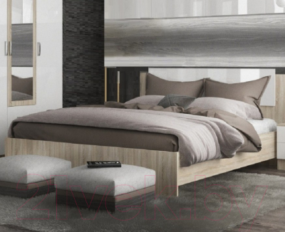Двуспальная кровать ДСВ Софи СКР 1600.1 (сонома/белый глянец)