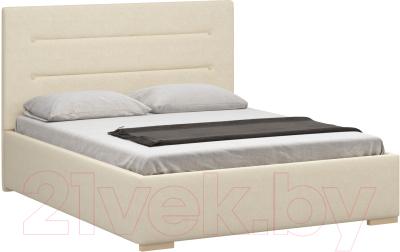 Двуспальная кровать Woodcraft Рона 160 вариант 1 с ПМ (бежевая шерсть)