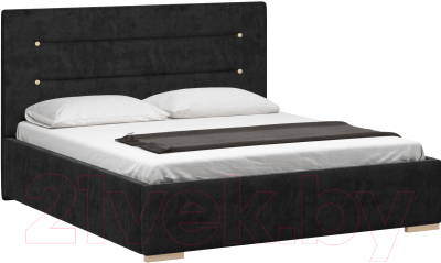 Двуспальная кровать Woodcraft Рона 160 вариант 8 (черный велюр)