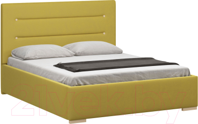 Полуторная кровать Woodcraft Рона 140 вариант 5 (горчичный велюр)