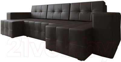 Диван П-образный Настоящая мебель Гесен экокожа (коричневый)