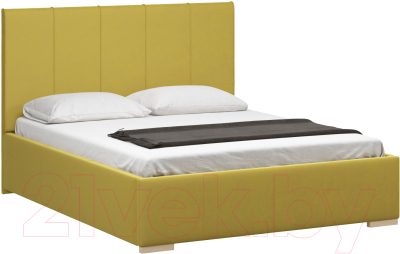 Полуторная кровать Woodcraft Шерона 140 вариант 6 (горчичный велюр)
