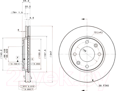 

Тормозной диск Brembo, 09961014