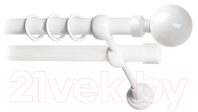 Карниз для штор Lm Decor Шар большой 059 2р гладкий 25/16мм (белый глянец, 1.6м)