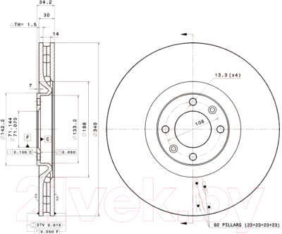 

Тормозной диск Brembo, 09A82921