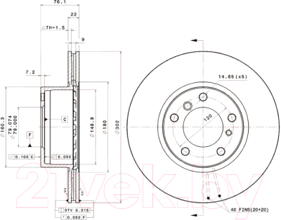 Тормозной диск Brembo 09514224