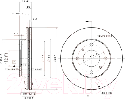 Тормозной диск Brembo 09544914