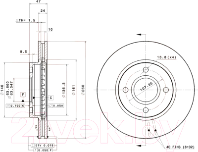 Тормозной диск Brembo 09570714