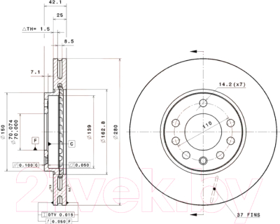 Тормозной диск Brembo 09762910