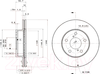 

Тормозной диск Brembo, 09687710