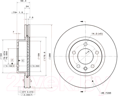 

Тормозной диск Brembo, 09588910