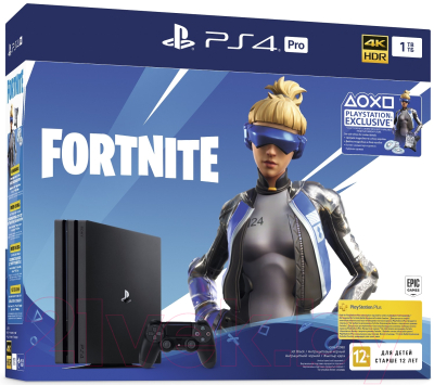 Игровая приставка Sony PS 4 Pro 1TB Black Dualshock 4 + Fortnite VCH / PS719941507