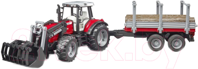 

Погрузчик игрушечный Bruder, Massey Ferguson c манипулятором и прицепом / 02046
