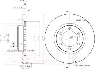 

Тормозной диск Brembo, 09A20411