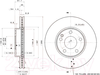 Изображение товара Тормозной диск Brembo 09B34341