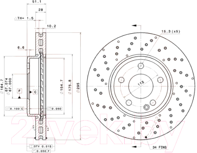 

Тормозной диск Brembo, 09B43651