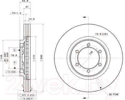 

Тормозной диск Brembo, 09955711