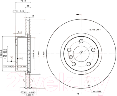 Тормозной диск Brembo 09B57011