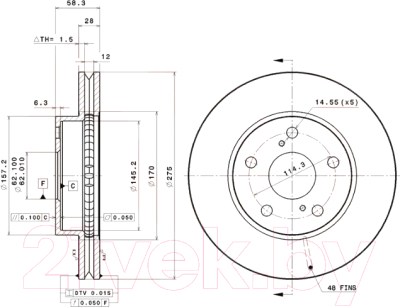 

Тормозной диск Brembo, 09B62610
