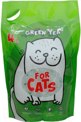 Наполнитель для туалета For Cats Силикагелевый с ароматом зеленого чая / TUZ033 (4л/1.55кг)
