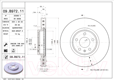 Тормозной диск Brembo 09B97211