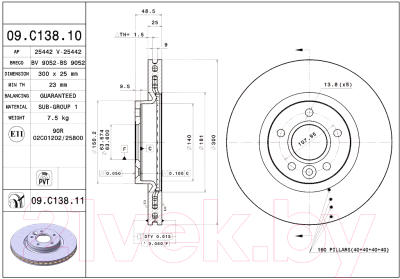 Тормозной диск Brembo 09C13811