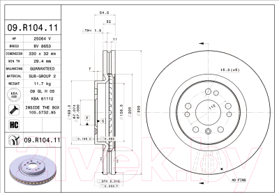 Тормозной диск Brembo 09R10411