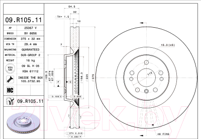 Изображение товара Тормозной диск Brembo 09R10511