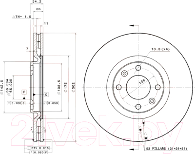 

Тормозной диск Brembo, 09A18514