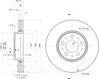 

Тормозной диск Brembo, 09863311
