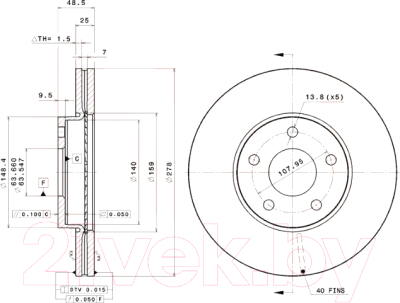 

Тормозной диск Brembo, 09946411
