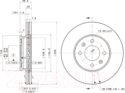 

Тормозной диск Brembo, 09A44510
