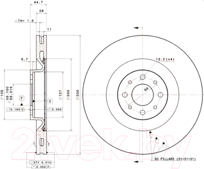 

Тормозной диск Brembo, 09A50011