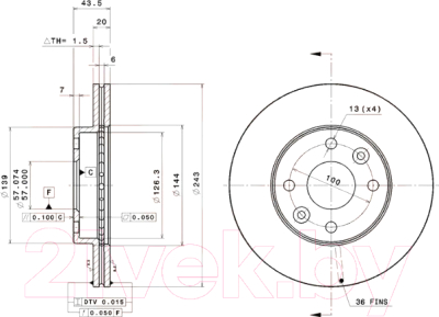 Тормозной диск Brembo 09866511