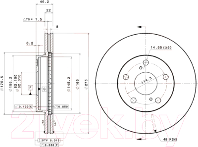 

Тормозной диск Brembo, 09A86414