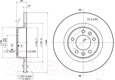 

Тормозной диск Brembo, 08A45610