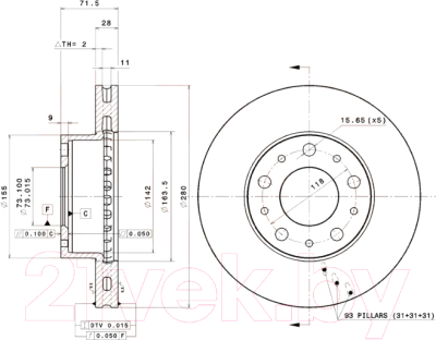 

Тормозной диск Brembo, 09A23520