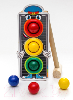 Развивающая игра WoodLand Toys Стучалка цветная. Светофор / 115202