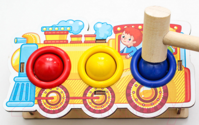 Развивающая игра WoodLand Toys Стучалка цветная. Паровоз / 115208