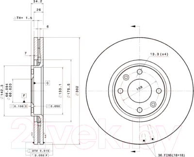 

Тормозной диск Brembo, 09993514