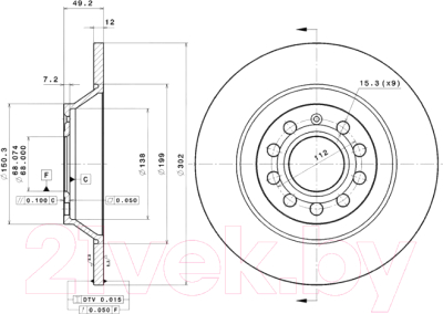 Тормозной диск Brembo 08884321